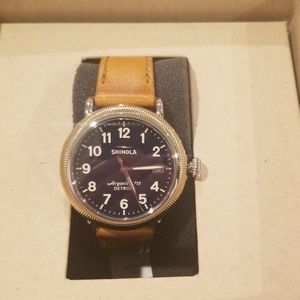 Shinola Runwell Blue Dial Tan Leather Unisex Watch